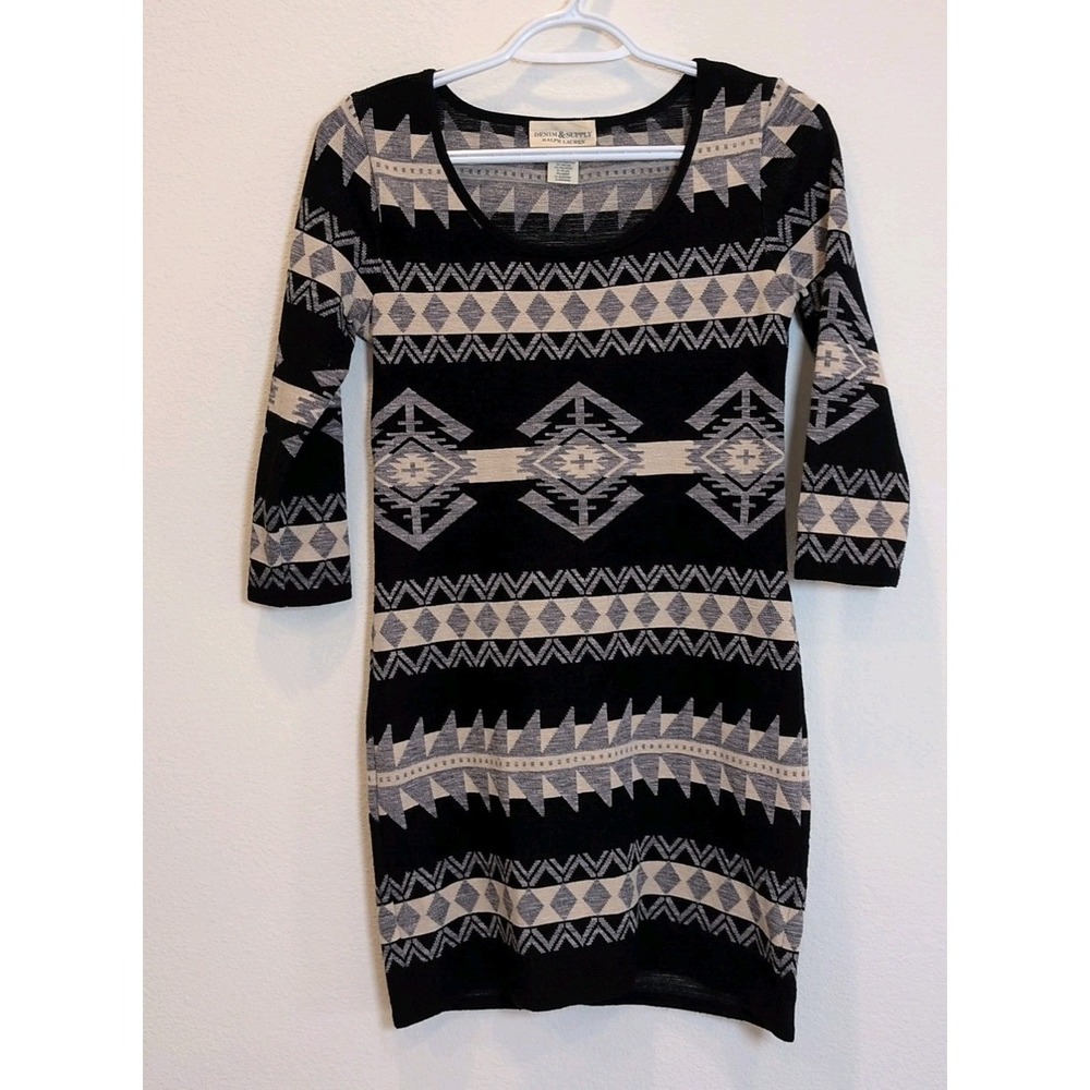 Ralph Lauren Denim & Supply Aztec Sweater Dress Size Small Boho Southwestern